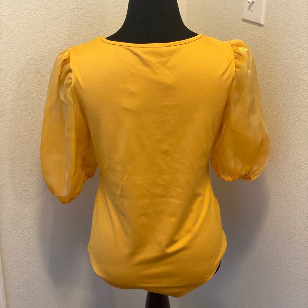 2 FOR $20 Marc New York Puff Sleeve Body Suit Mustard Yellow Gold M NEW $49 - Picture 3 of 6